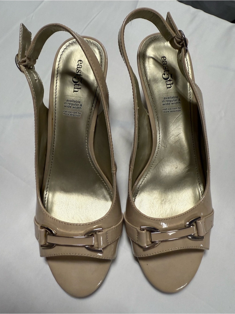 East 5th Madeline Nude Patent Slingback Heels Size 8.5